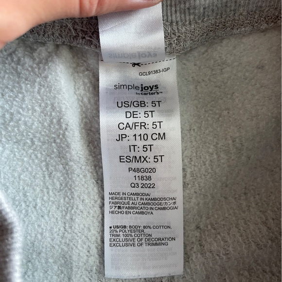 CARTER’S - Set of 2 - 5T Boys Light Gray and Navy Blue Pull on Fleece Pants EUC - Picture 10 of 10